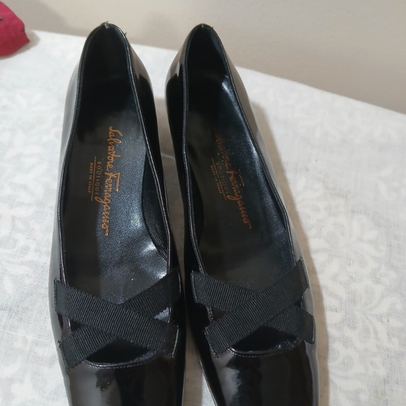 Black SALVATORE FERRAGAMO Labelle Nero Patent calf Leather Crossover 5.5B Shoes - Picture 9 of 12